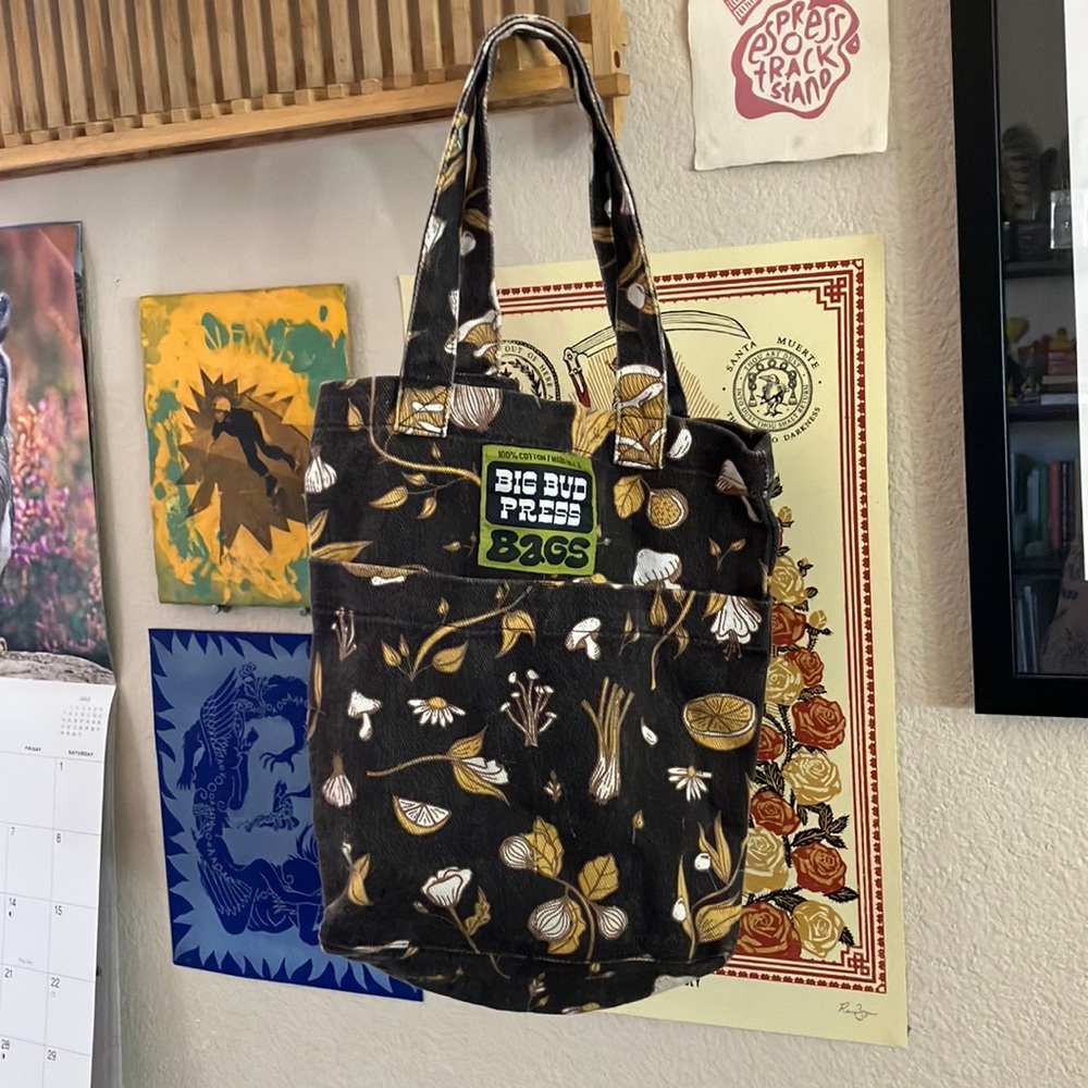 Big bud press mini tote in brown cookbook print